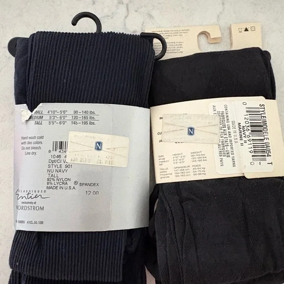 Nordstrom and DKNY black tights- the Nordstrom brand is ribbed- Pack of 2 - Picture 2 of 5